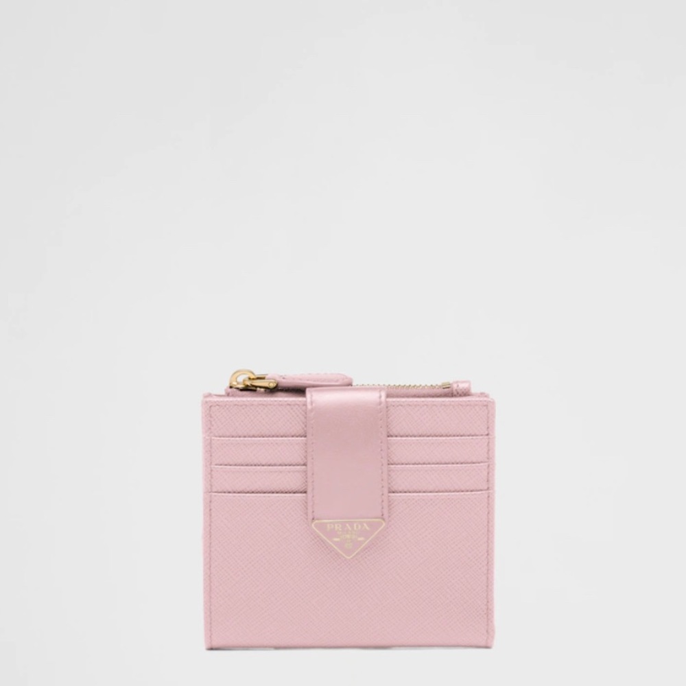 Small Saffiano and leather wallet